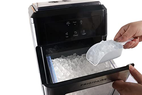 FRIGIDAIRE EFIC237-SSRED EFIC237 Countertop Crunchy Chewable Nugget Ice Maker, 44lbs per Day, Red Stainless