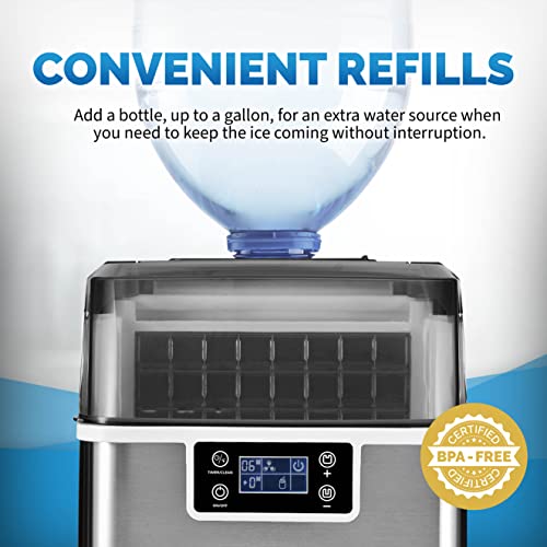 Newair 45 lbs. Portable Countertop Clear Ice Maker with FrozenFall Technology, Custom Ice Thickness Controls, 24 Hour Timer, Large Viewing Ice Window, Perfect for Cocktails, Scotch, Soda