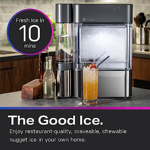 GE Profile Opal 2.0 XL with 1 Gallon Tank, Chewable Crunchable Countertop Nugget Ice Maker, Scoop included, 38 lbs in 24 hours, Pellet Ice Machine with WiFi & Smart Connected, Stainless Steel