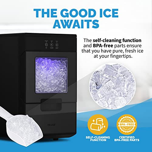 Newair 44 lbs. Nugget Countertop Ice Maker with Self-Cleaning Function, Refillable Water Tank, Perfect for Kitchens, Offices, Home Coffee Bars, and More
