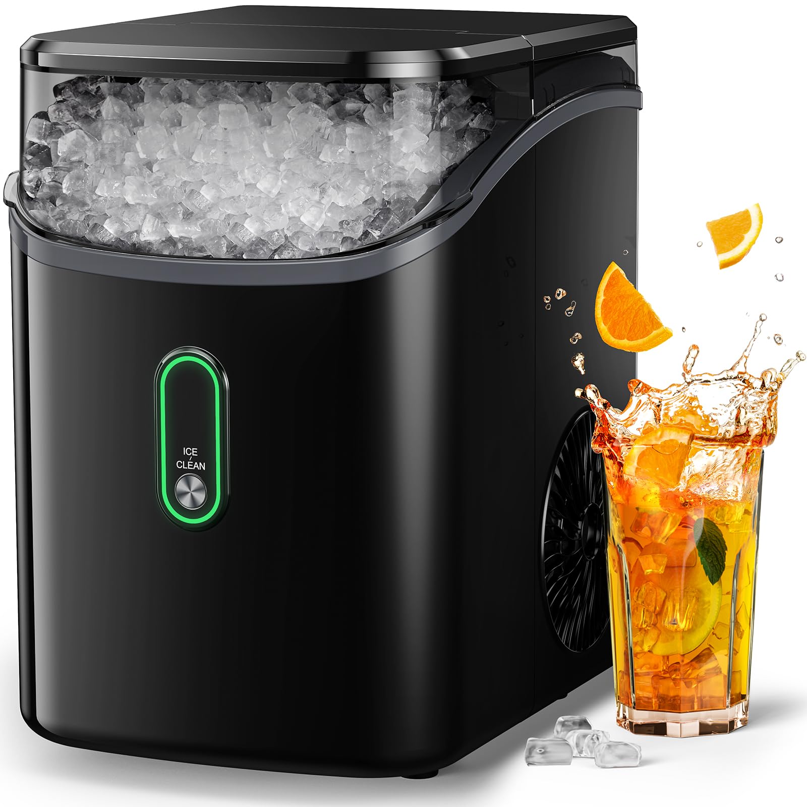 Silonn Nugget Ice Maker Countertop, Pebble Ice Maker with Soft Chewable Ice, One-Click Operation Ice Machine with Self-Cleaning, 33lbs/24H for Home,Kitchen,Office